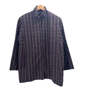 Vintage Custom Handmade Black Brown Silk Lagenlook Artsy Jacket Womens 2X